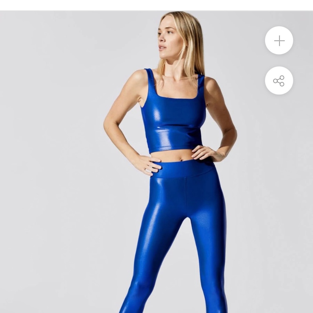 SET - Carbon38 Shiny Royal Blue High-Rise Leggings and top - Picture 2 of 9